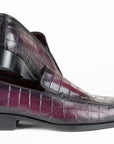 Paul Parkman Croco Textured Leather Loafer Purple (ID