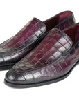 Paul Parkman Croco Textured Leather Loafer Purple (ID