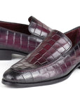 Paul Parkman Croco Textured Leather Loafer Purple (ID