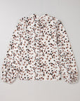Black Leopard Print Puff Sleeve Mock Neck Pleated Blouse - Toi ‘n’ Moi Ltd