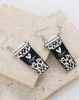 Black Leopard Coffee Print Beverage Cup Shape Earrings - Toi ‘n’ Moi Ltd