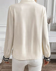 Beige Floral Embroidered Stand Neck Buttoned Shirt - Toi ‘n’ Moi Ltd