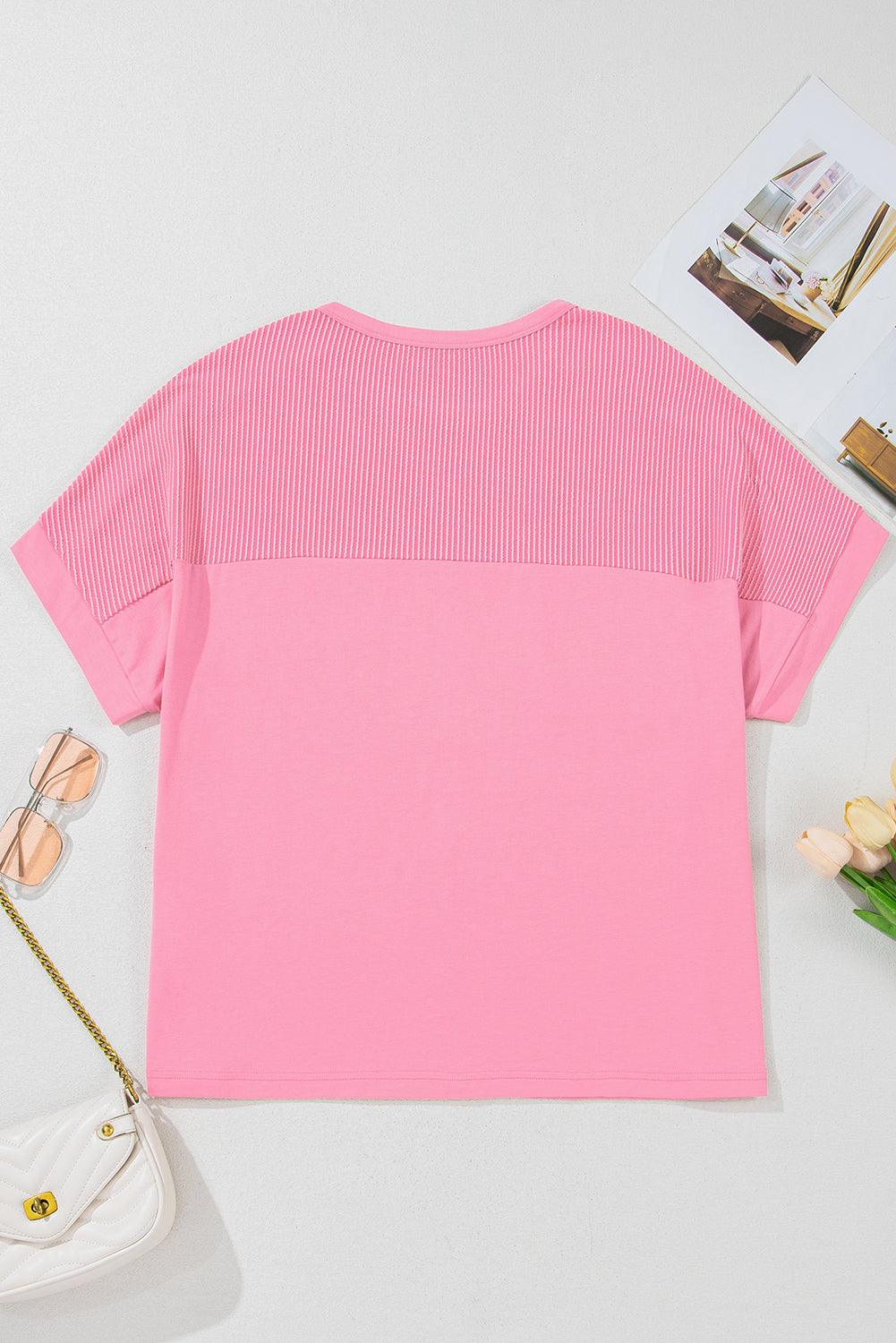 Bonbon Corded Patchwork Pocketed Plus Size T Shirt - Toi ‘n’ Moi Ltd