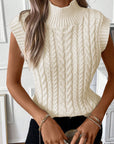 Gilet pull col montant en tricot torsadé à l'avoine