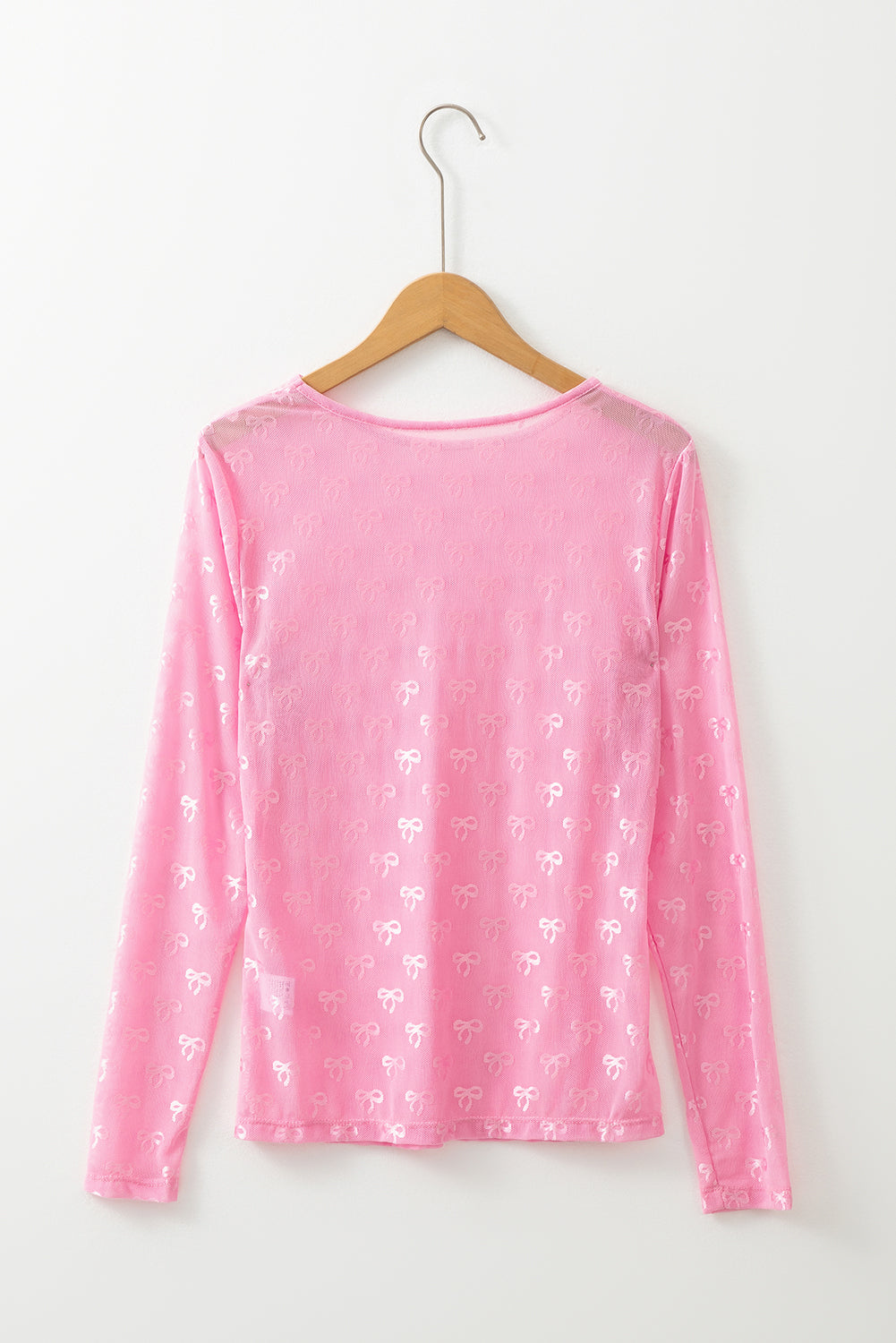 Black Bow Pattern Long Sleeve Slim Fit Mesh Top - Toi ‘n’ Moi Ltd