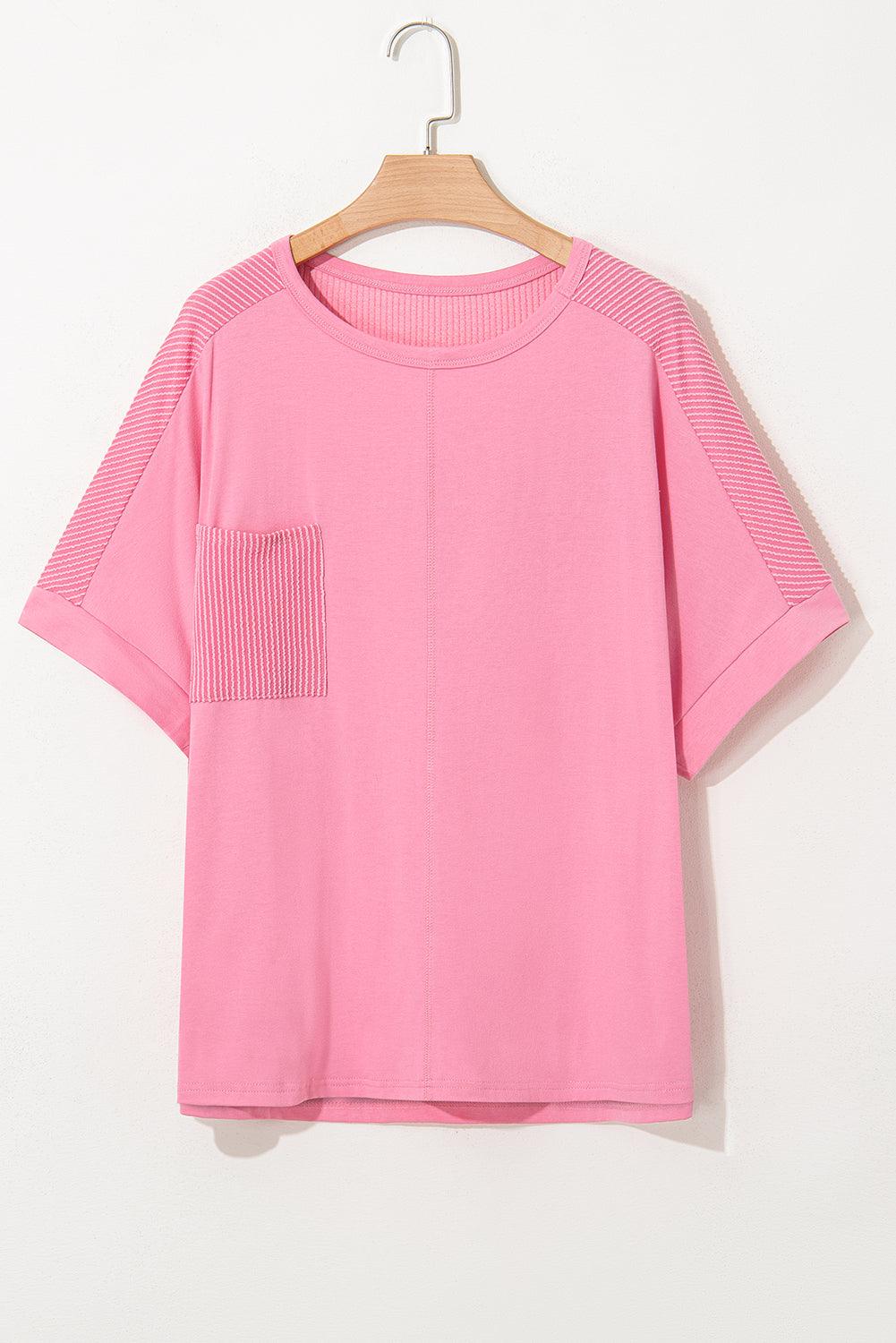 Bonbon Corded Patchwork Pocketed Plus Size T Shirt - Toi ‘n’ Moi Ltd