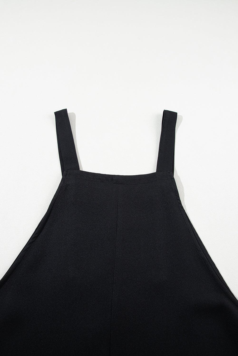 Black Solid Buttoned Straps Plus Size Overall Dress - Toi ‘n’ Moi Ltd