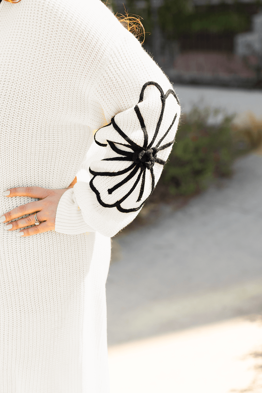 Beige Flower Embroidered Drop Shoulder Open Front Duster Cardigan - Toi ‘n’ Moi Ltd