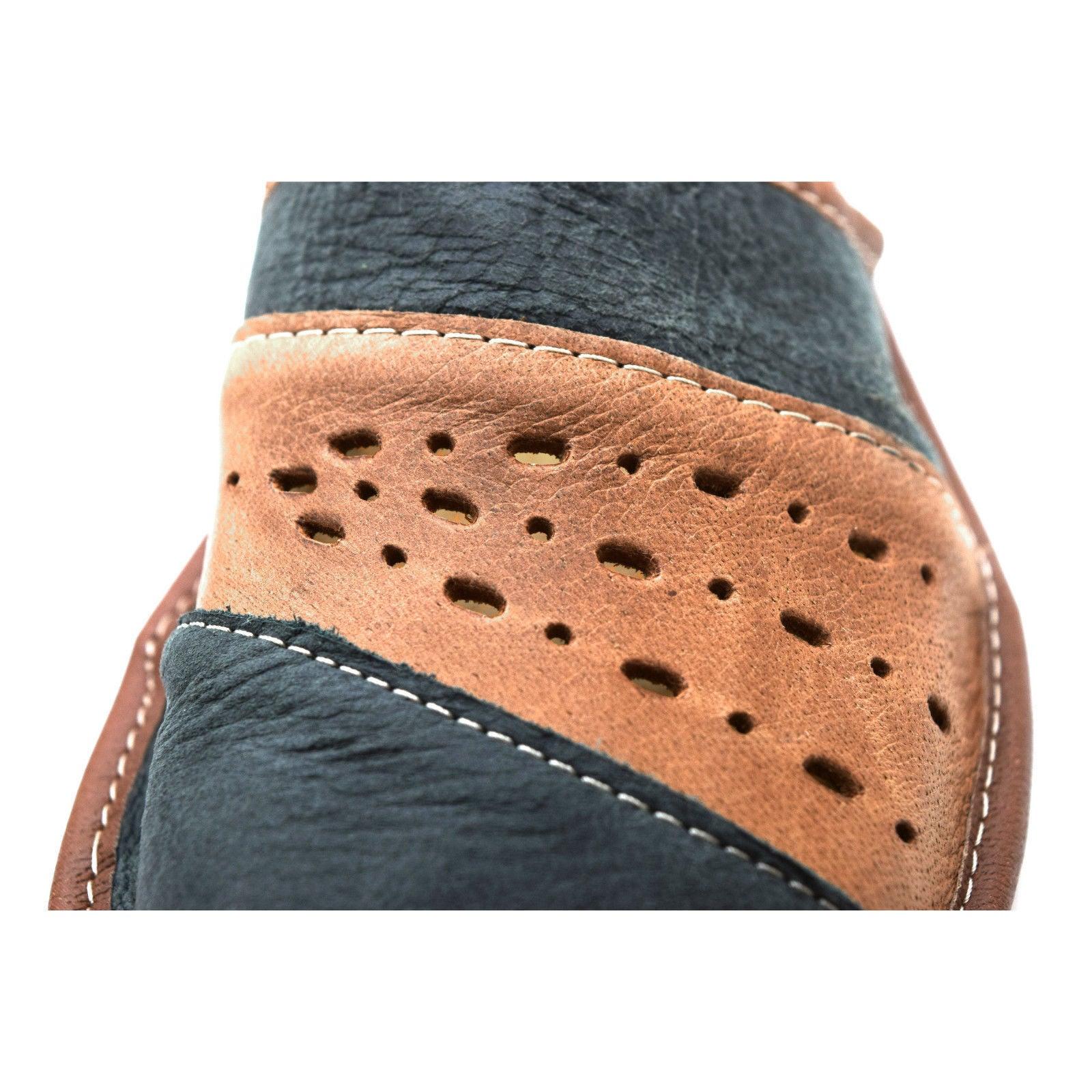 Mens Leather Slippers Mules Brown &amp; Gray Size 6 7 8 9 10 11 12Flip Flop Sandals - Toi ‘n’ Moi Ltd
