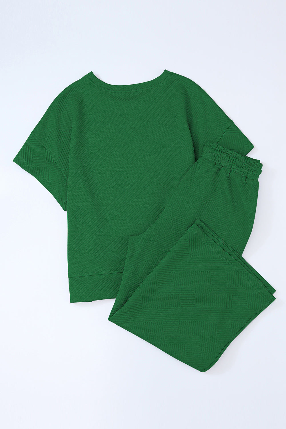 Black Textured Loose Fit T Shirt and Drawstring Pants Set - Toi ‘n’ Moi Ltd