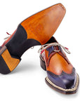 Paul Parkman Norwegian Welted Wingtip Men's Dress Shoes Blue & Camel (ID