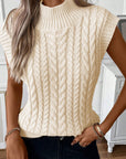 Gilet pull col montant en tricot torsadé à l'avoine