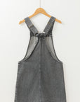 Medium Grey Wide Strap Button Front Pocketed Denim Mini Dress