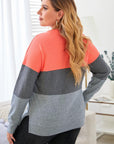 Black Crew Neck Colorblock Plus Size Sweashirt - Toi ‘n’ Moi Ltd