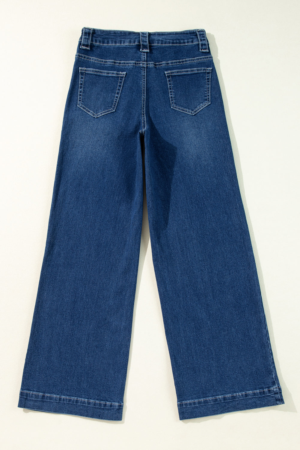 Jeans a vita alta con tasche e gamba larga blu vela