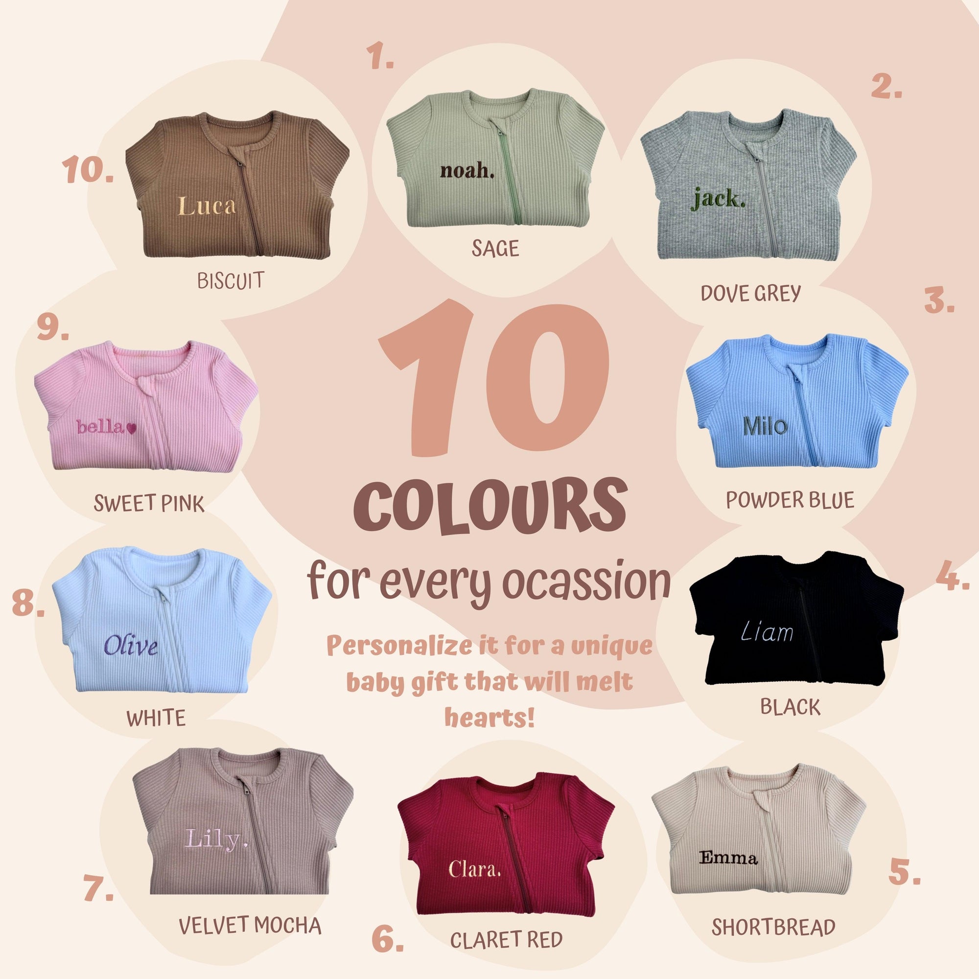 Christmas Monogram Zip Sleepsuit - Toi ‘n’ Moi Ltd