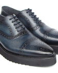 Paul Parkman Men's Smart Casual Cap Toe Oxford Shoes Navy Leather (ID