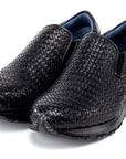 Paul Parkman Men's Black Woven Leather Slip-On Sneakers (ID