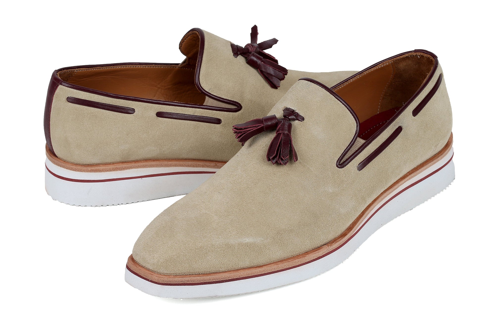 Paul Parkman Beige &amp; Brown Plaid Canvas Derby Shoes (ID