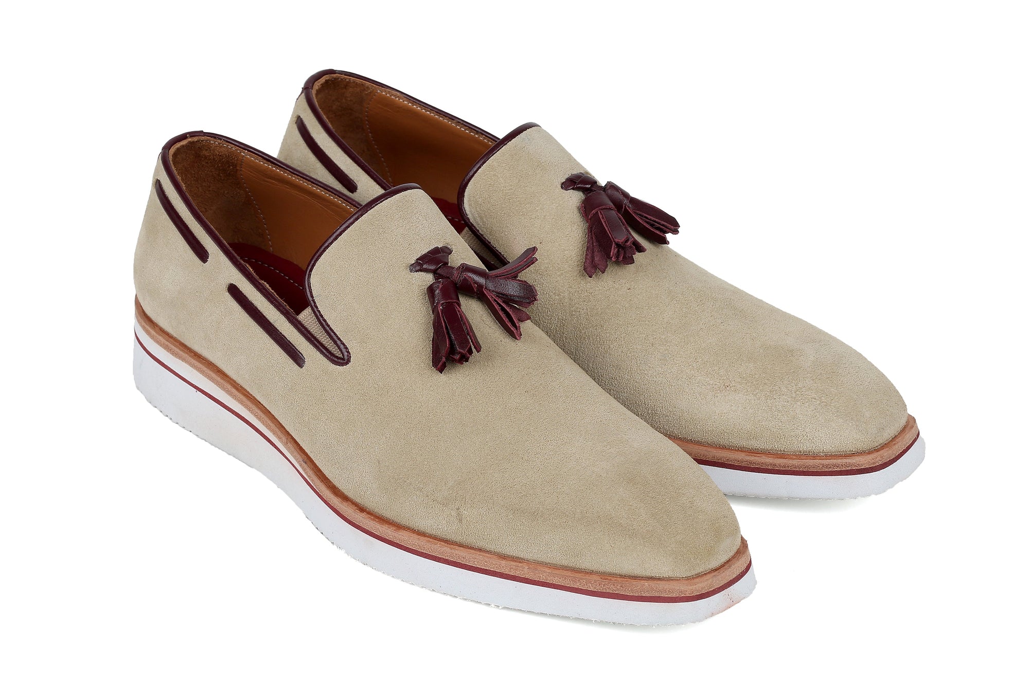 Paul Parkman Beige &amp; Brown Plaid Canvas Derby Shoes (ID