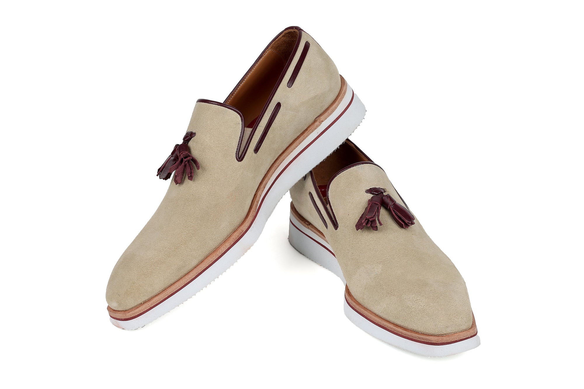 Paul Parkman Beige &amp; Brown Plaid Canvas Derby Shoes (ID