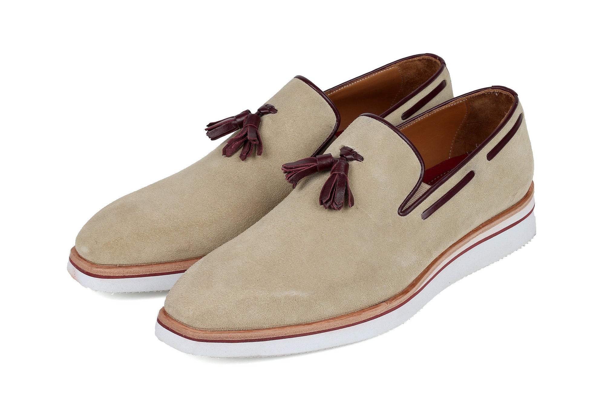 Paul Parkman Beige &amp; Brown Plaid Canvas Derby Shoes (ID