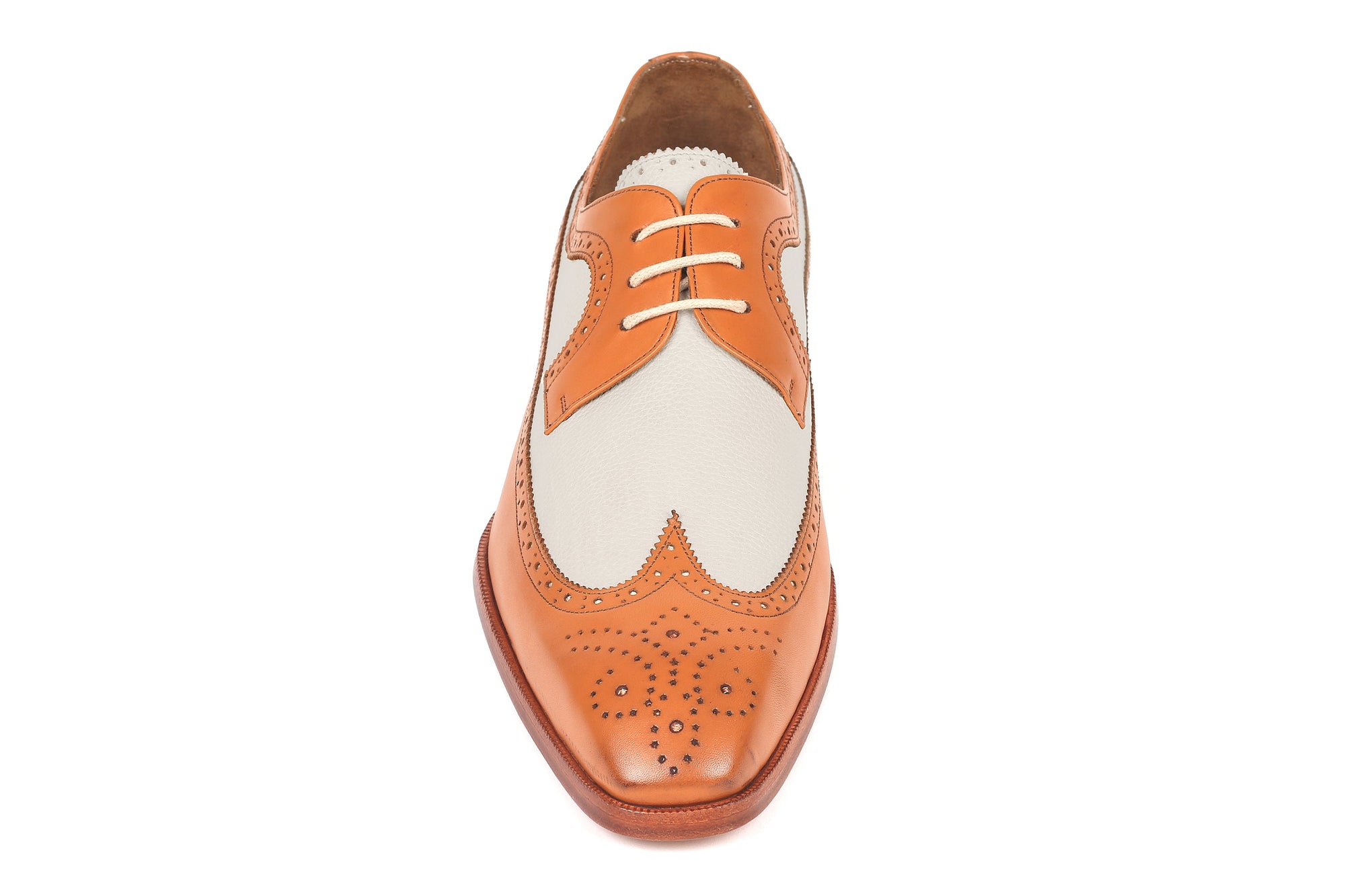 Paul Parkman Beige &amp; Brown Plaid Canvas Derby Shoes (ID