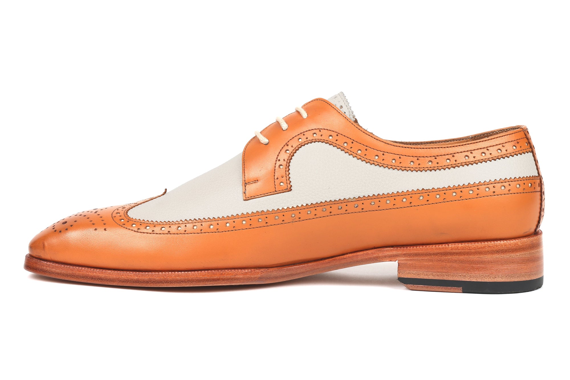 Paul Parkman Beige &amp; Brown Plaid Canvas Derby Shoes (ID