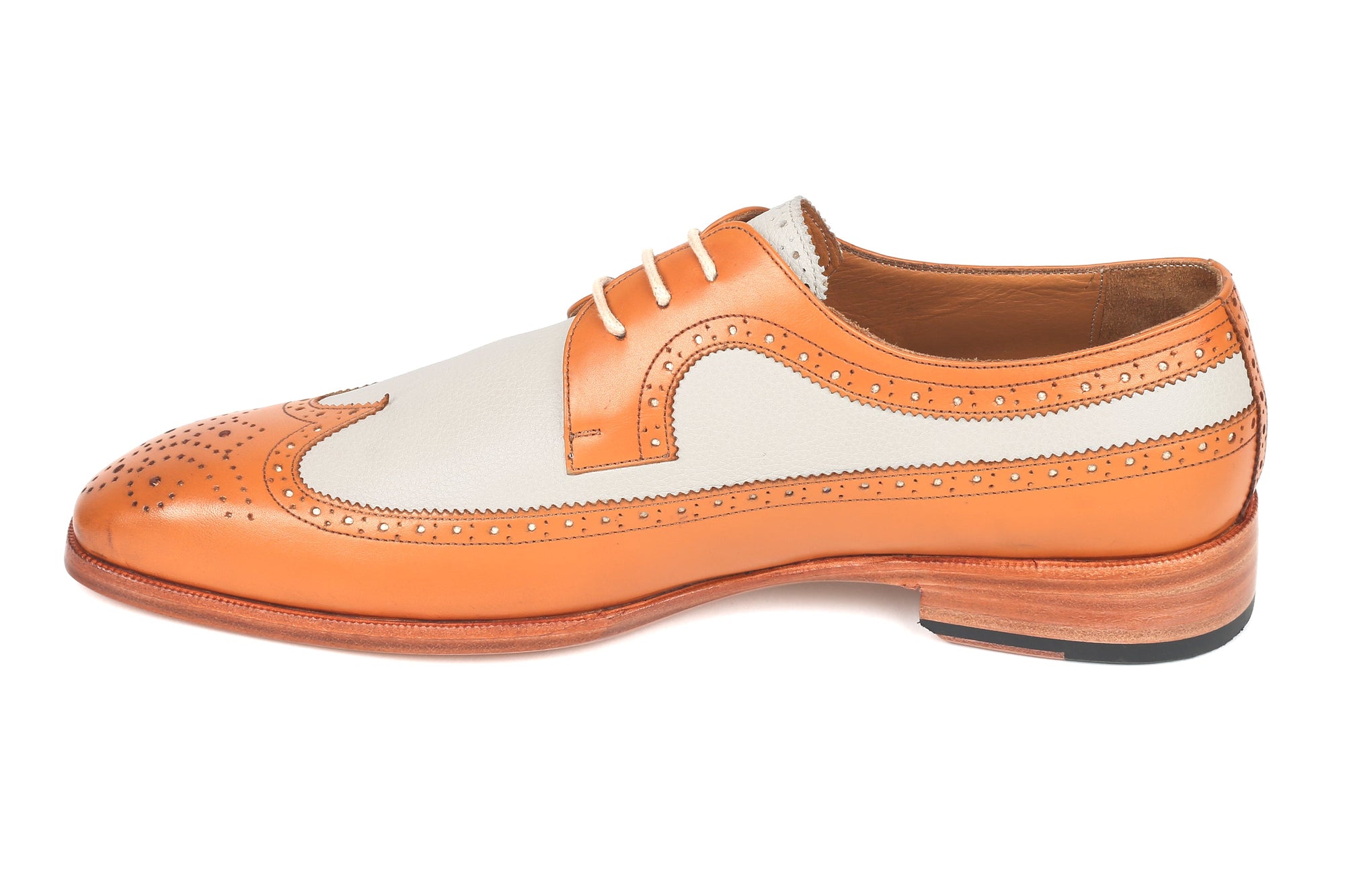 Paul Parkman Beige &amp; Brown Plaid Canvas Derby Shoes (ID