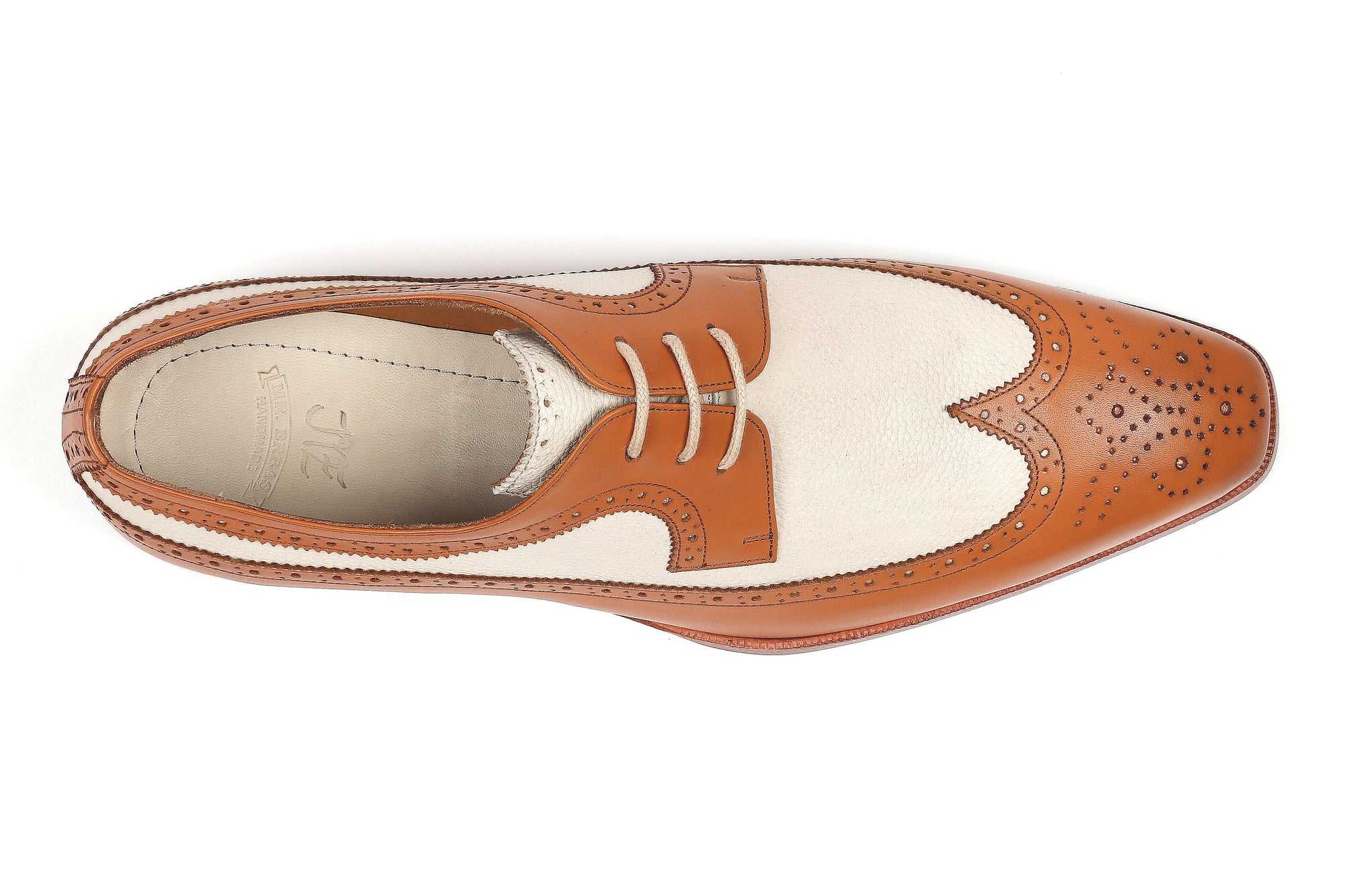 Paul Parkman Beige &amp; Brown Plaid Canvas Derby Shoes (ID