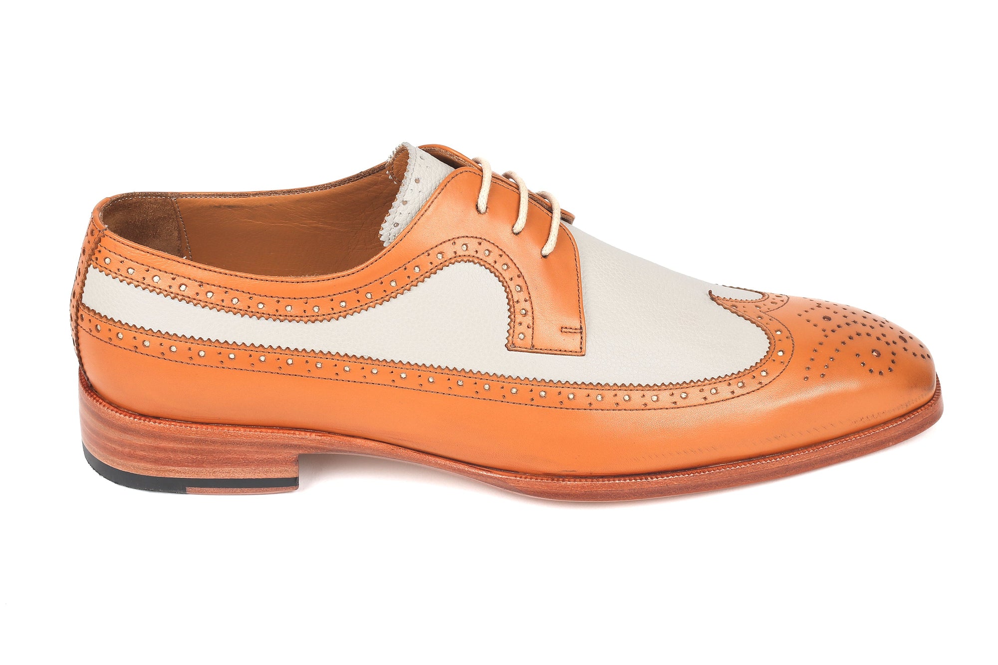Paul Parkman Beige &amp; Brown Plaid Canvas Derby Shoes (ID
