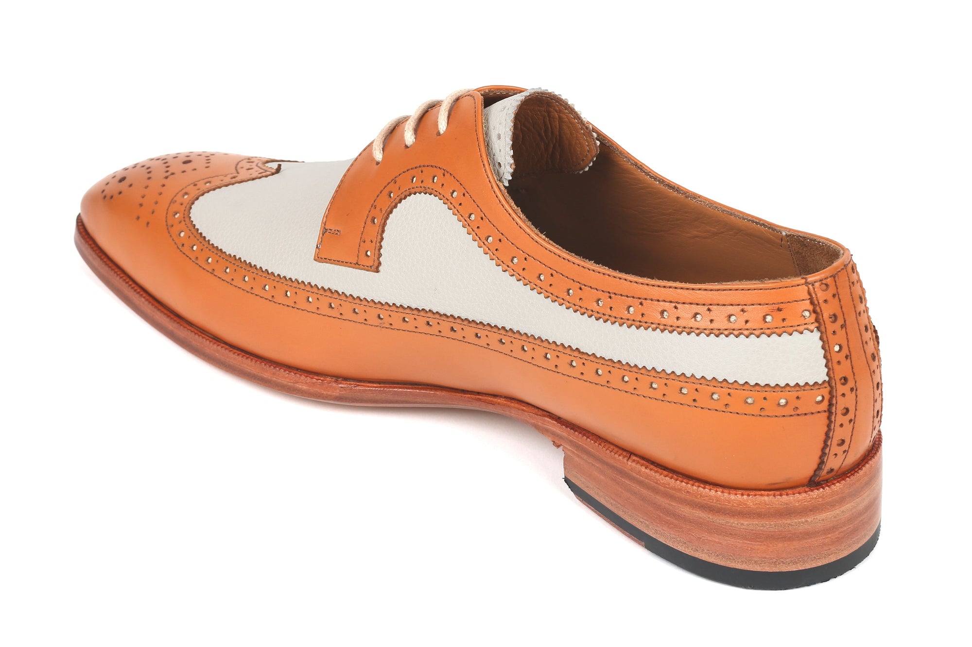 Paul Parkman Beige &amp; Brown Plaid Canvas Derby Shoes (ID