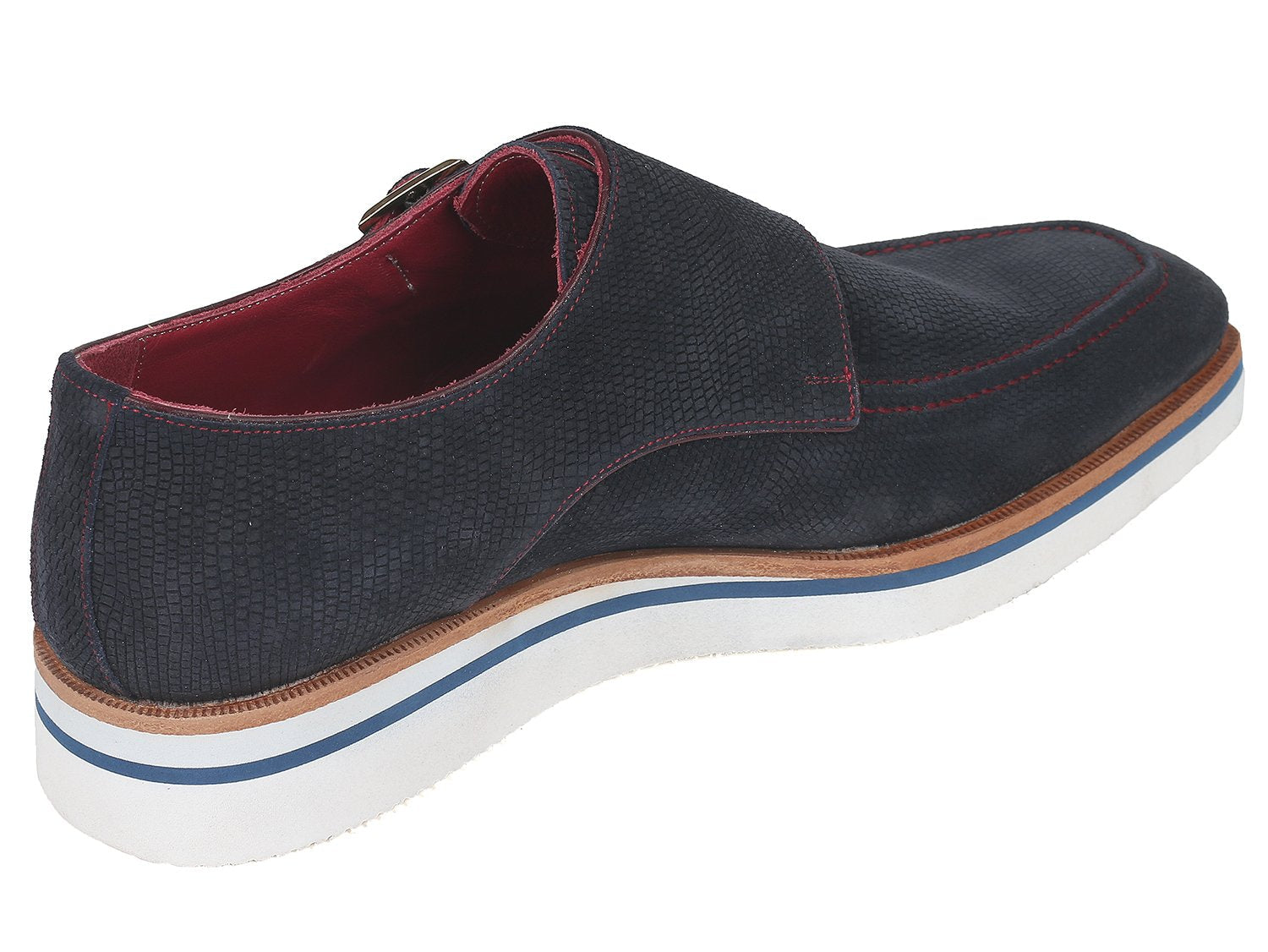 Paul Parkman Men&#39;s Smart Casual Monkstrap Shoes Navy Suede (ID