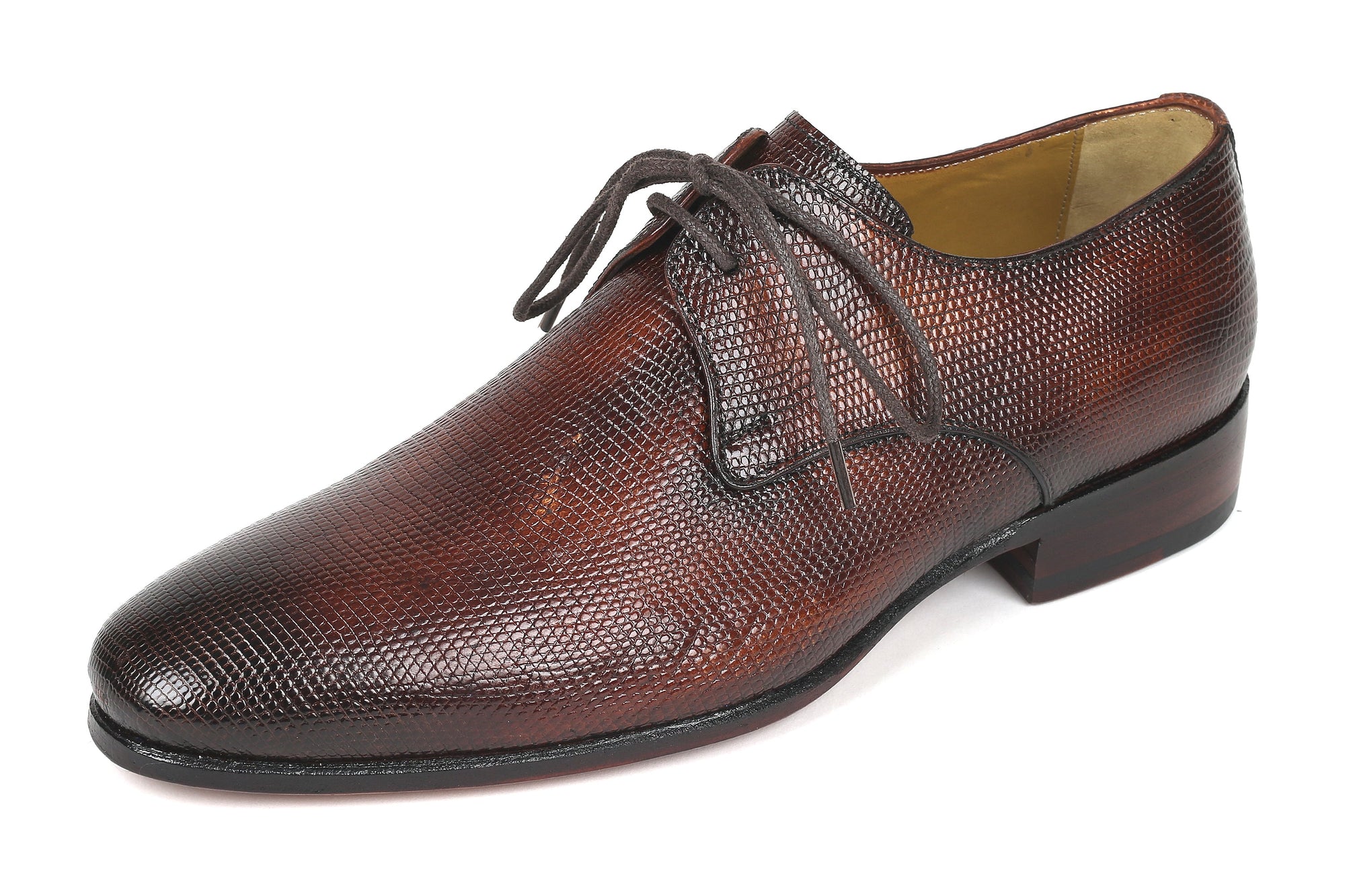 Paul Parkman Beige &amp; Brown Plaid Canvas Derby Shoes (ID