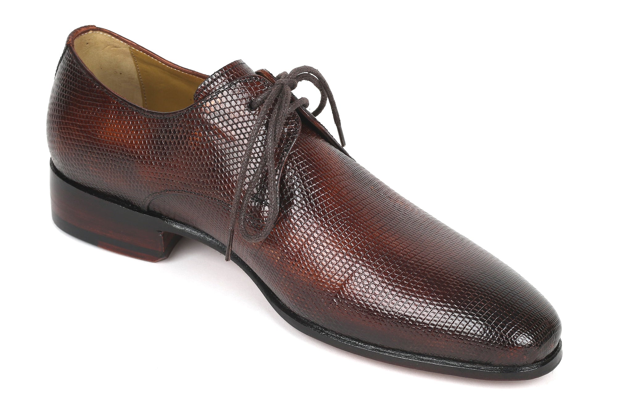 Paul Parkman Beige &amp; Brown Plaid Canvas Derby Shoes (ID