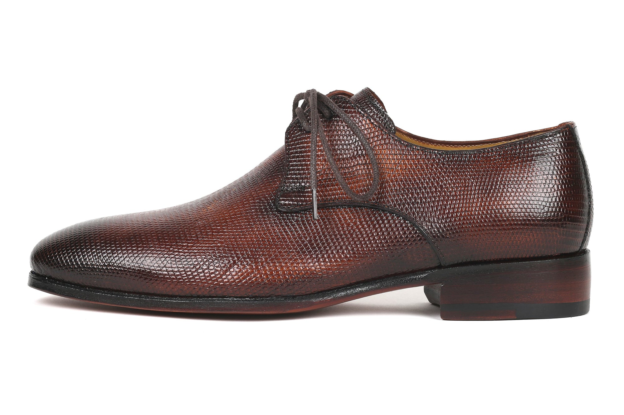 Paul Parkman Beige &amp; Brown Plaid Canvas Derby Shoes (ID