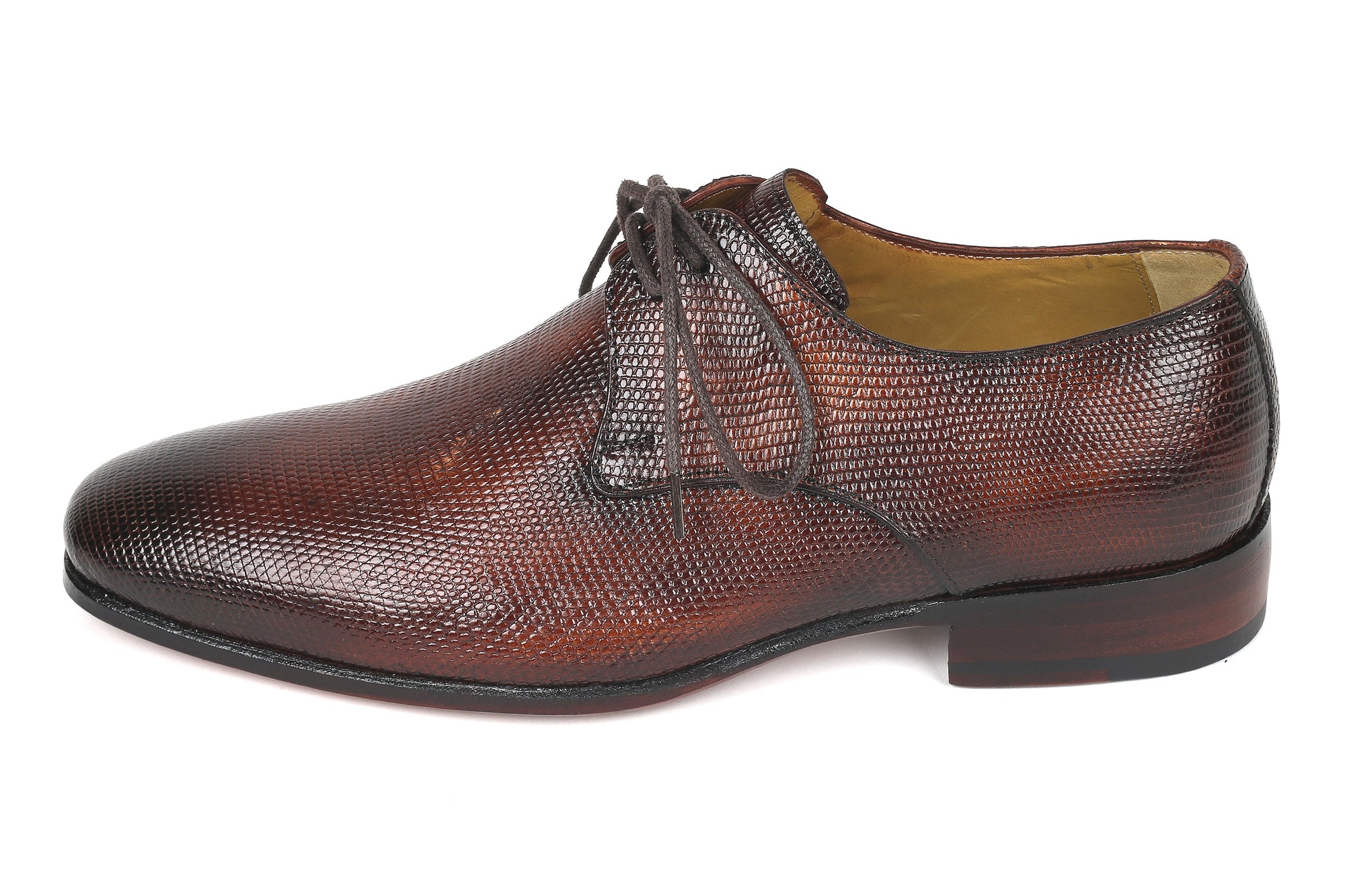 Paul Parkman Beige &amp; Brown Plaid Canvas Derby Shoes (ID