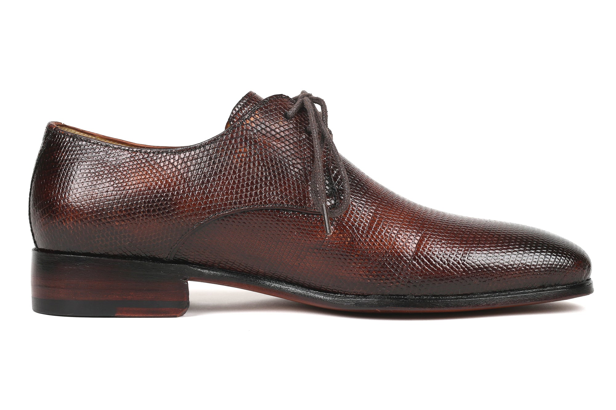 Paul Parkman Beige &amp; Brown Plaid Canvas Derby Shoes (ID