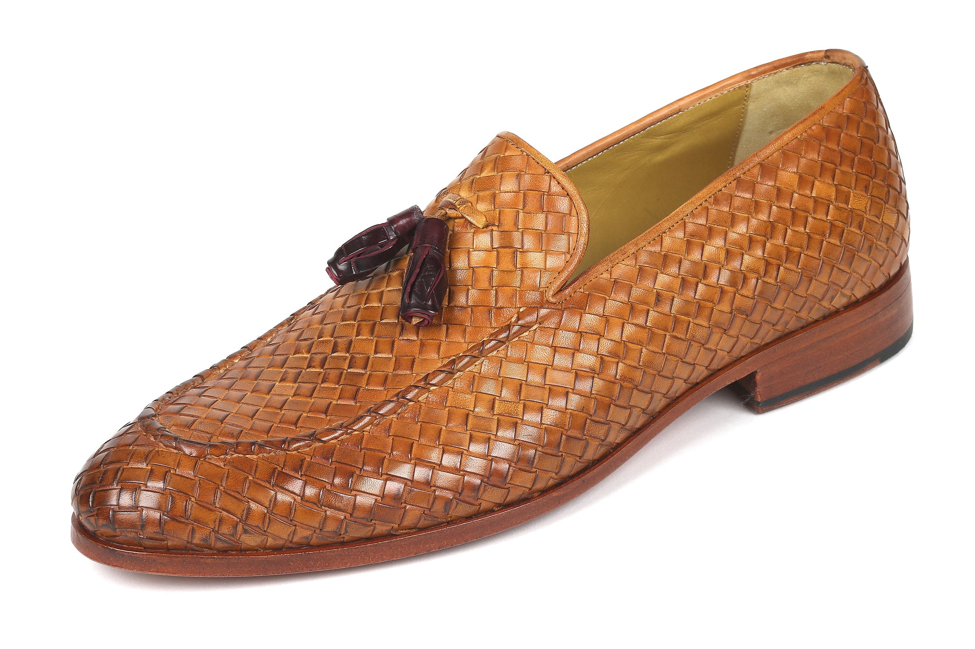 Paul Parkman Beige &amp; Brown Plaid Canvas Derby Shoes (ID
