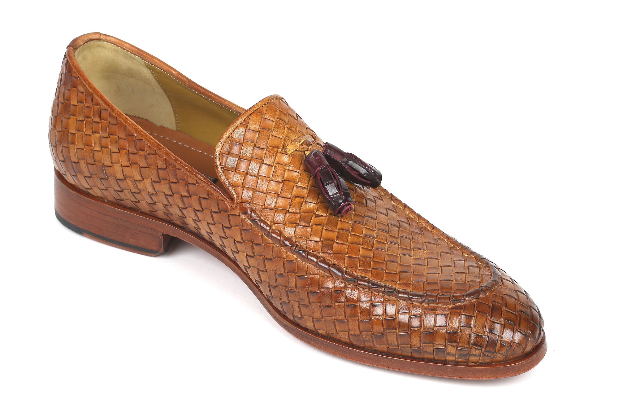 Paul Parkman Beige &amp; Brown Plaid Canvas Derby Shoes (ID