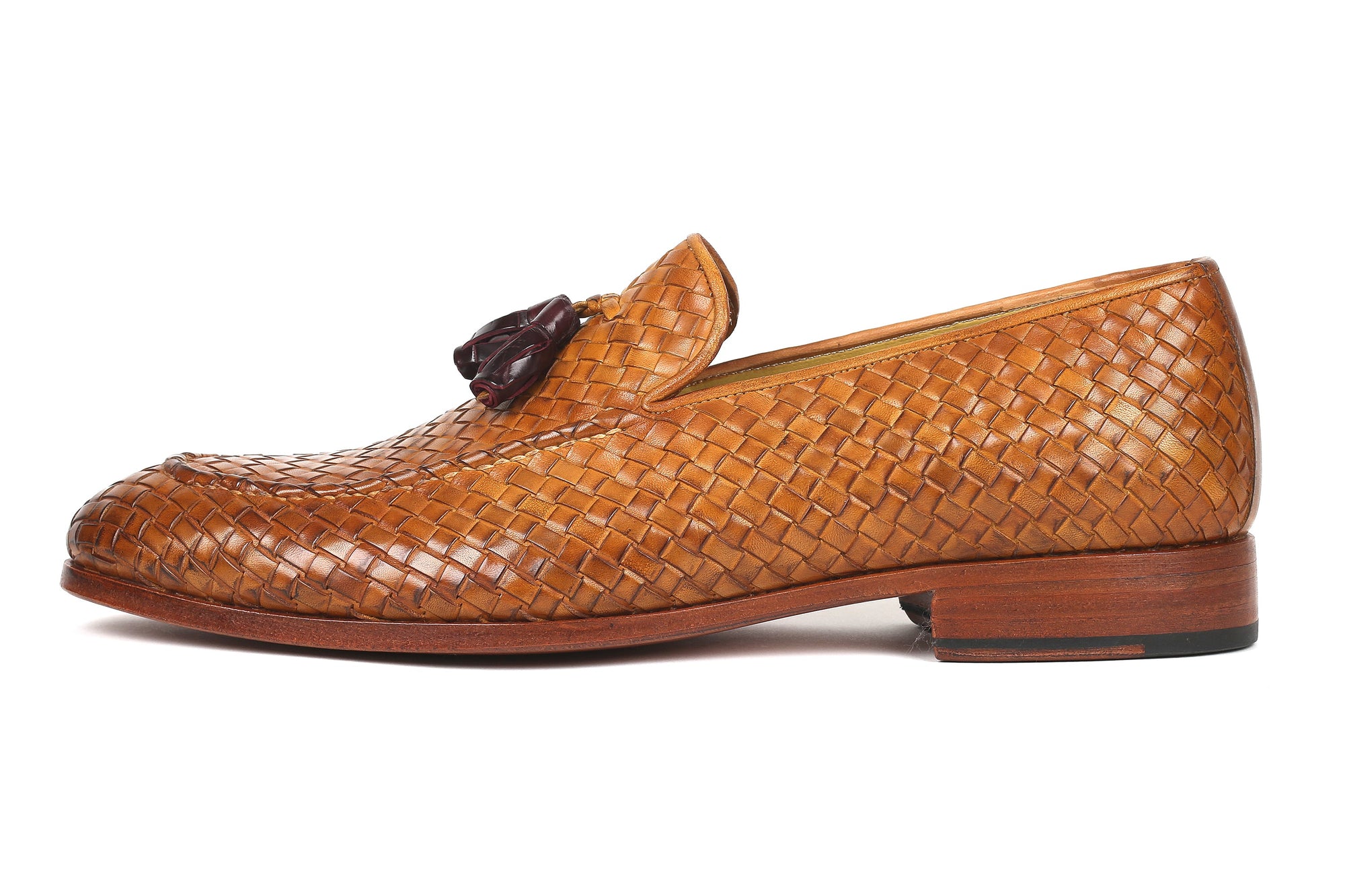 Paul Parkman Beige &amp; Brown Plaid Canvas Derby Shoes (ID