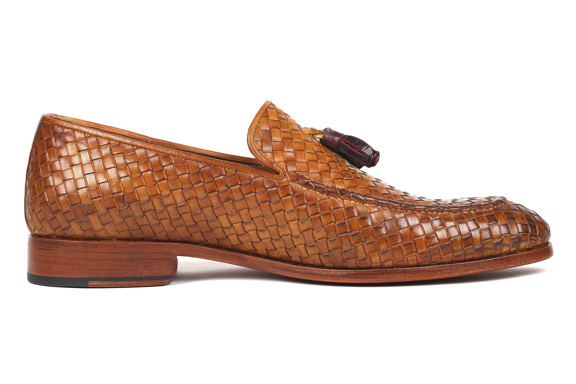Paul Parkman Beige &amp; Brown Plaid Canvas Derby Shoes (ID