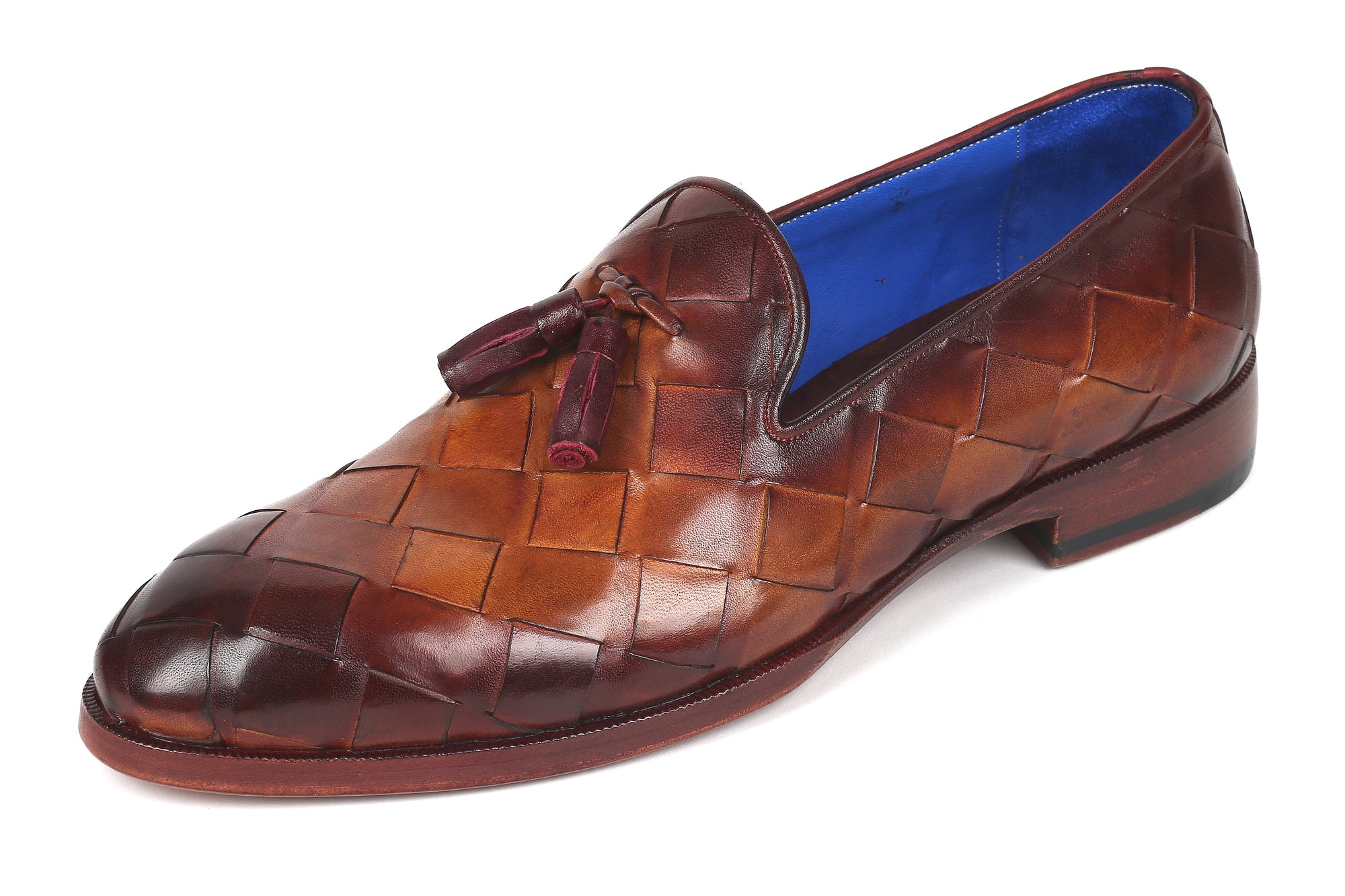 Paul Parkman Beige &amp; Brown Plaid Canvas Derby Shoes (ID