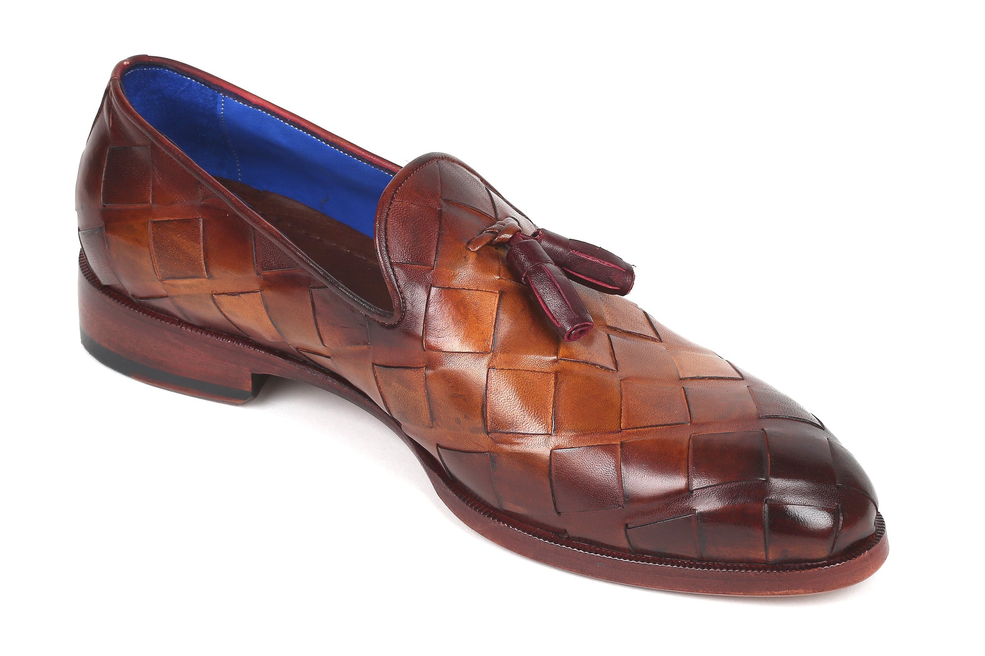 Paul Parkman Beige &amp; Brown Plaid Canvas Derby Shoes (ID