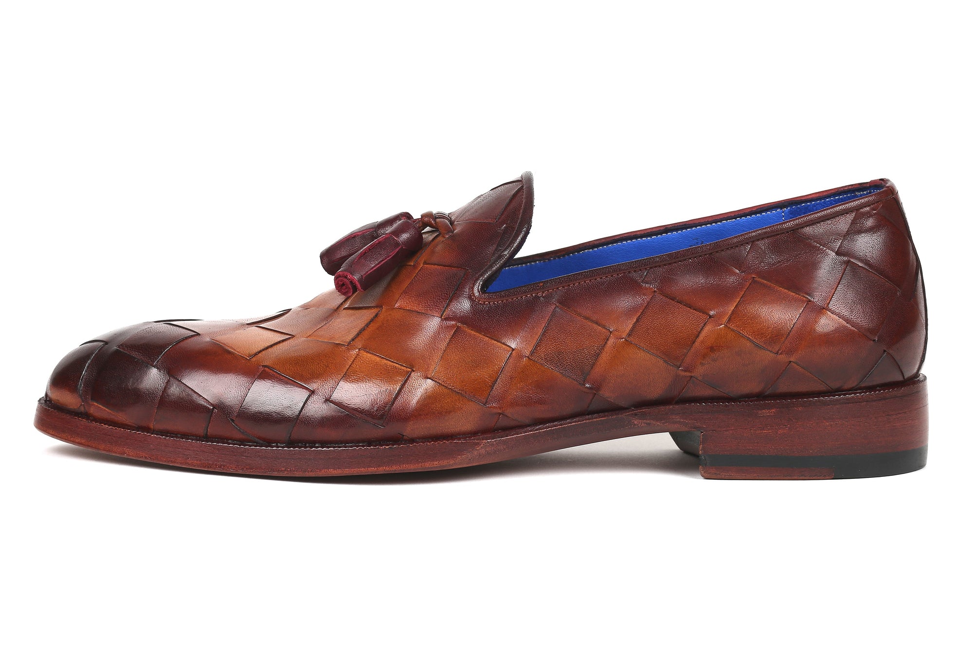 Paul Parkman Beige &amp; Brown Plaid Canvas Derby Shoes (ID