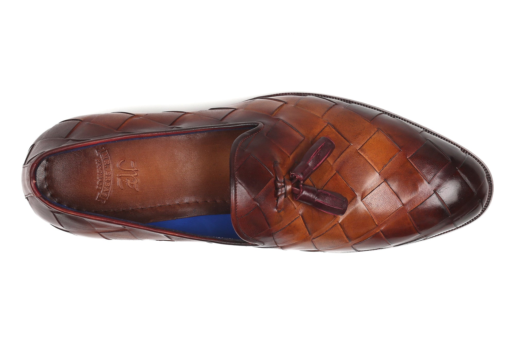 Paul Parkman Beige &amp; Brown Plaid Canvas Derby Shoes (ID
