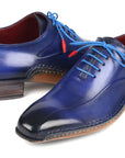 Paul Parkman Blue Leather Oxford Shoes Side Hand-Sewn (ID