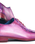 Paul Parkman Men's Purple Croco Textured Leather Bicycle Toe Oxfords (ID