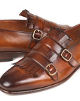 Paul Parkman Men's Brown Kiltie Double Monkstraps (ID