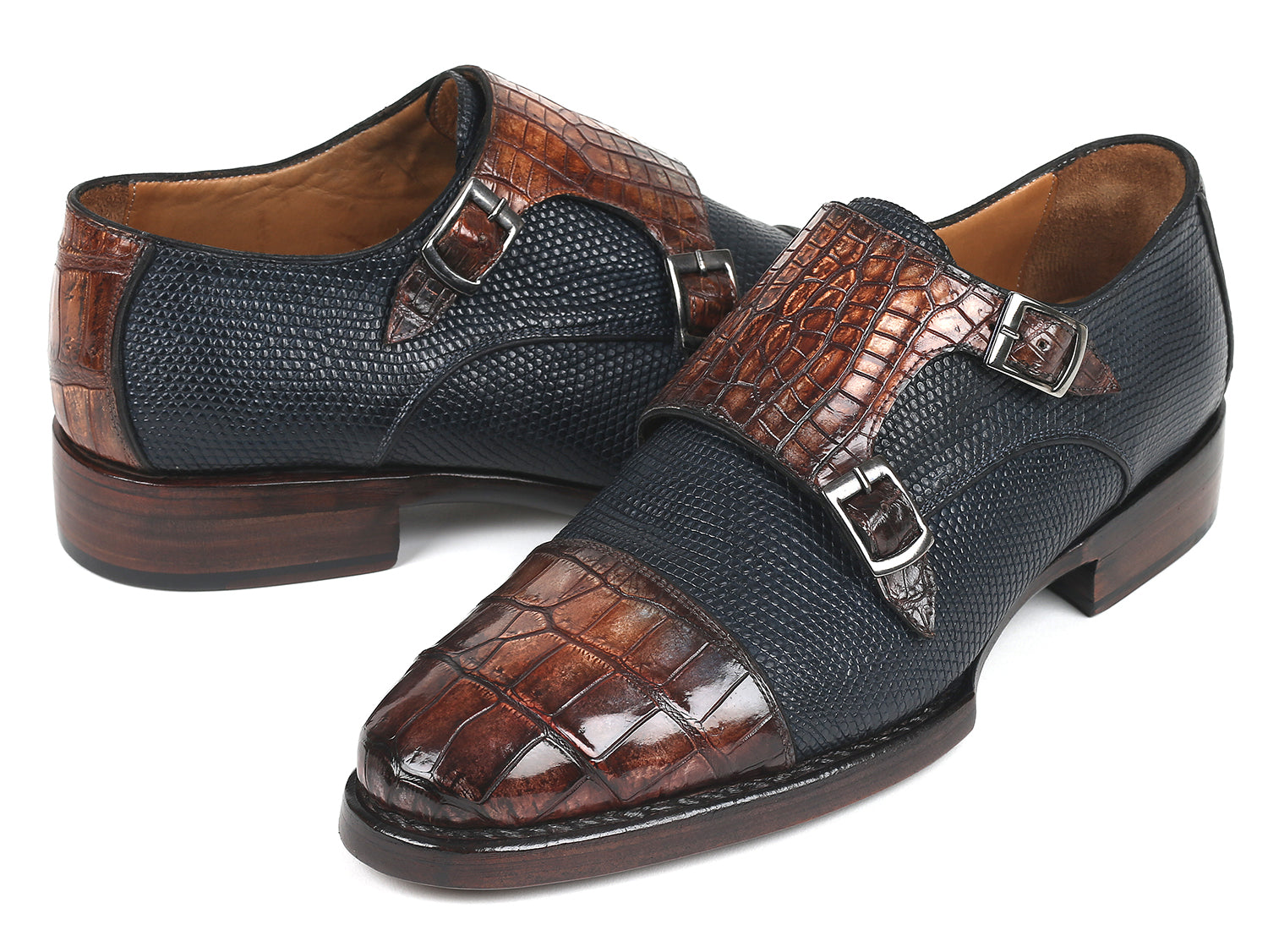 Paul Parkman Beige &amp; Brown Plaid Canvas Derby Shoes (ID